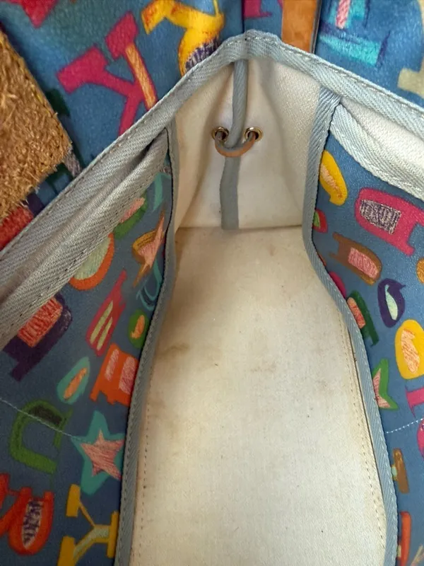 Vintage Y2K Dooney & Bourke blue Doodle graffiti hand bag - Image 15