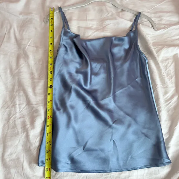 SheIn Blue Silky Satin Cowl Neck Cami Tank Top - Image 5