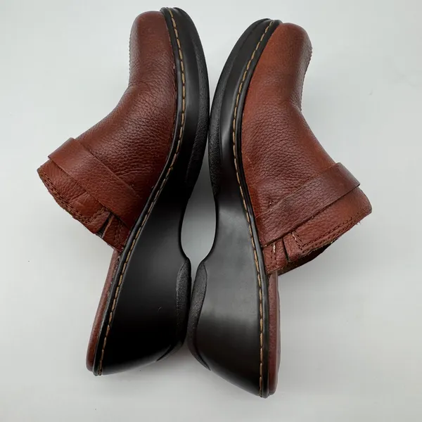 b.o.c. Born Concept Leather Clogs 7 Brown Wedge Mules Earthy‎ Granola Lagenlook - Image 7