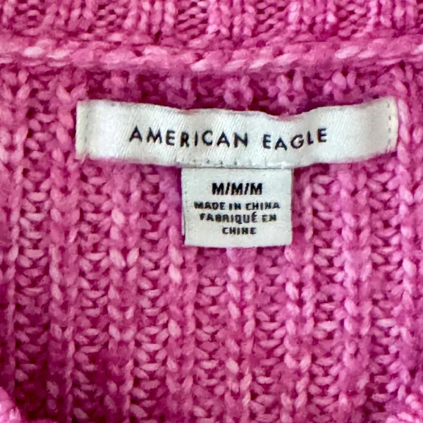 American Eagle AEO Pink Crew Neck Sweater Medium Cozy Split Hem - Image 5