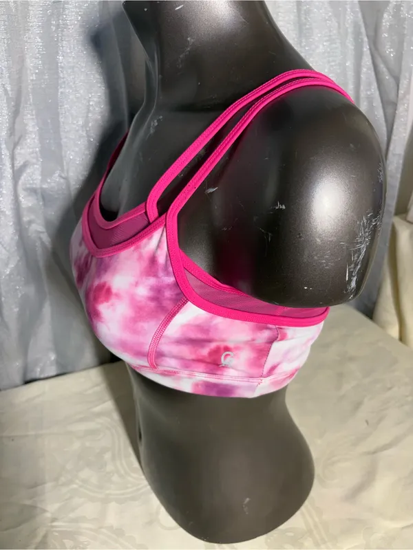 Good American Pink Tie-Dye Double-Strap Sports Bralette - Image 5