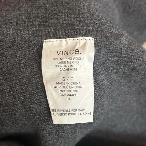 Vince Merino Wool Cashmere Blend Lace Up Sweater in Heather Graphite Gray Small - Image 4