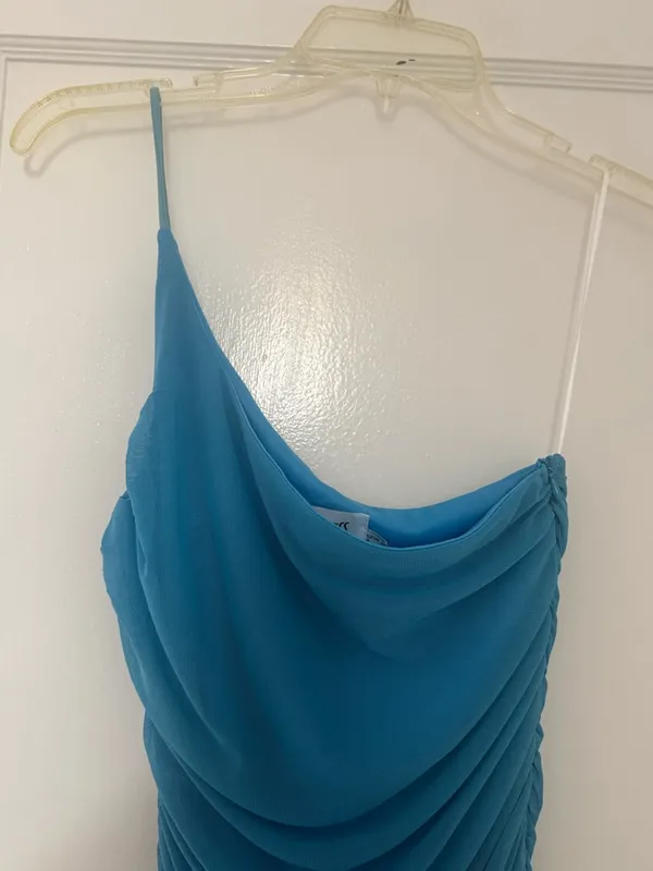 Princess Polly Jocasta Teal One-Shoulder Ruched Mini Dress Bodycon - Image 6