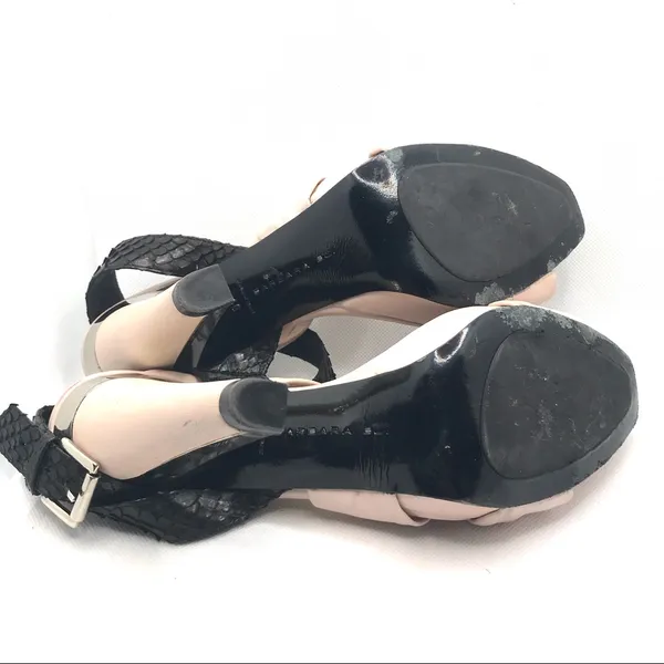 Barbara Bui Leather Black And Neutral Color Contrast Heels (40) - Image 7