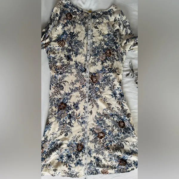 AMERICAN EAGLE OUTFITTERS Dress Cold Shoulder Blue Floral Boho Long Sleeve XS - Image 9