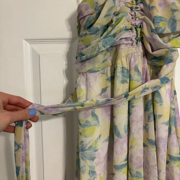 Lulu’s Effortlessly Abloom Green Multi Floral Ruched Halter Maxi Dress - Image 6
