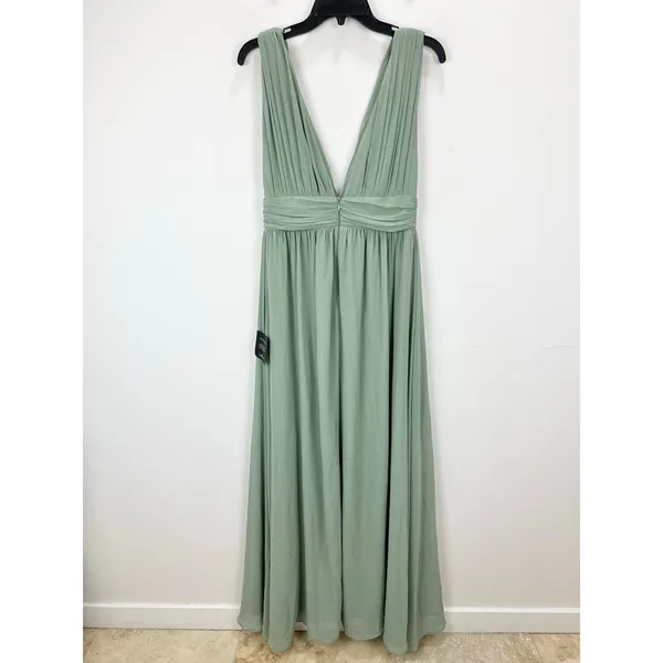 Lulus Heavenly Hues Sage Brush Maxi Dress Chiffon Bridesmaid Formal Medium NWT - Image 11