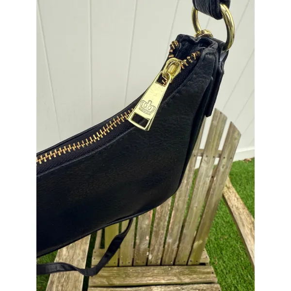 Juicy Couture Black Faux Leather‎ Moto Chic Crossbody Shoulder Bag Zipper NWOT G - Image 5