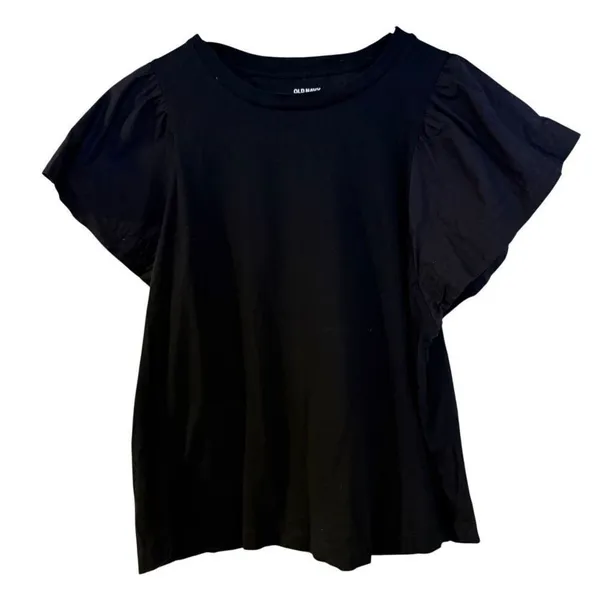 Old navy black flutter sleeve combo top size large - Image 8