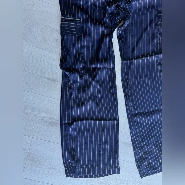 Lucy in the Sky, Navy Blue,Gold Striped Wide Leg Pants Two piece Set Sz S - Image 13
