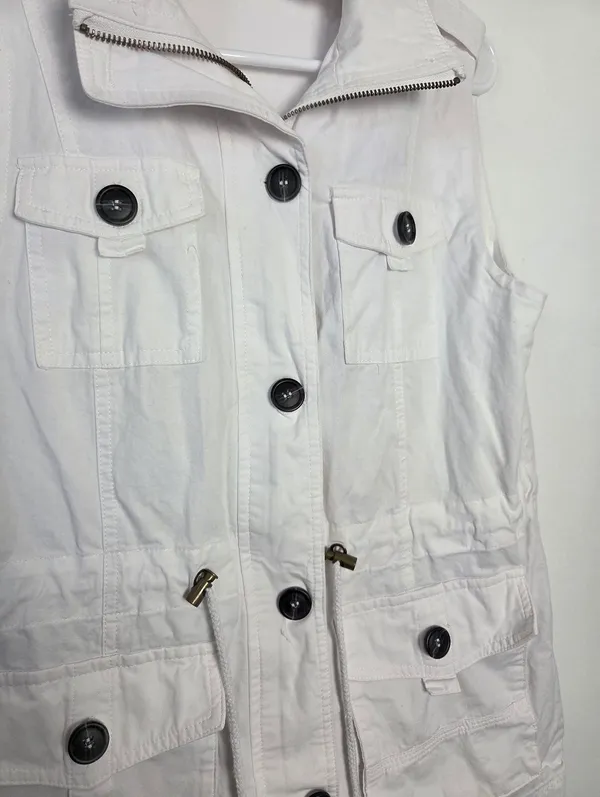100% Cotton White Utility Vest Lightweight Gorpcore Hiking Outdoor Medium - Image 6