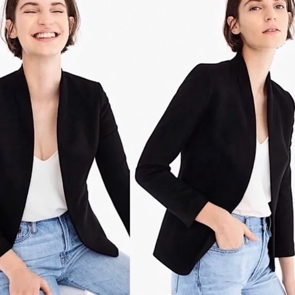 J Crew Size 10 Going Out Blazer Jacket Stretch Twill Black H2743 Slim Cut - Image 2