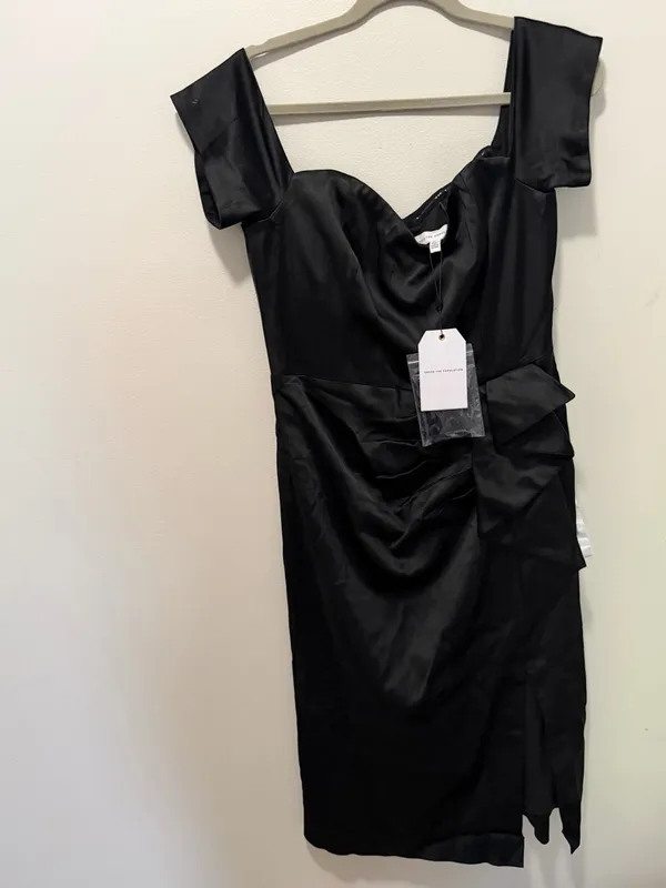 Dress the Population Alani Black off the shoulder Dress Cocktail Bodycon XL - Image 6
