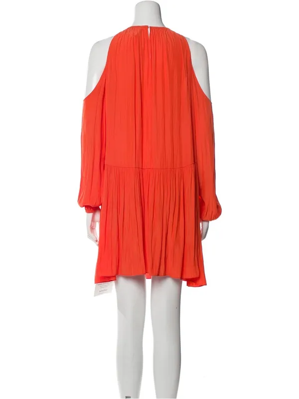 Ramy Brook Coral Cold-Shoulder Pleated Mini Dress - Size M - Image 2