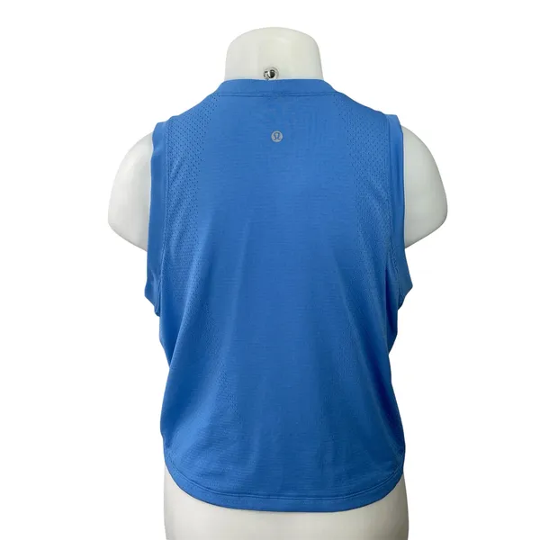 Lululemon Sculpt Womens Blue Sleeveless Crewneck Cropped Muscle Tee Tank Top XL - Image 3