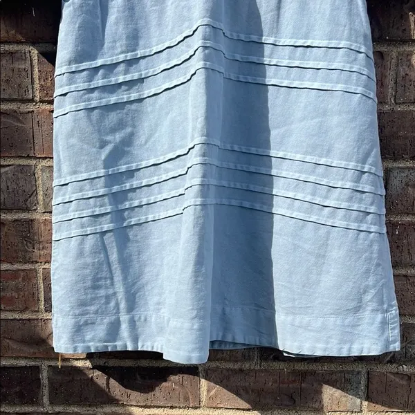 7 for All Mankind Blue Puff V-Neck Dress Cotton Coastal Boho Quiet Luxury Beachy - Image 6