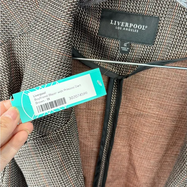 Liverpool NEW‎ Women's Boyfriend Blazer Black Brick Jacquard Stripe Size 1x - Image 4