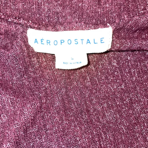 Aeropostale Burgundy Cardigan Sweater Women's Long Sleeve Lightweight Knit - Image 4