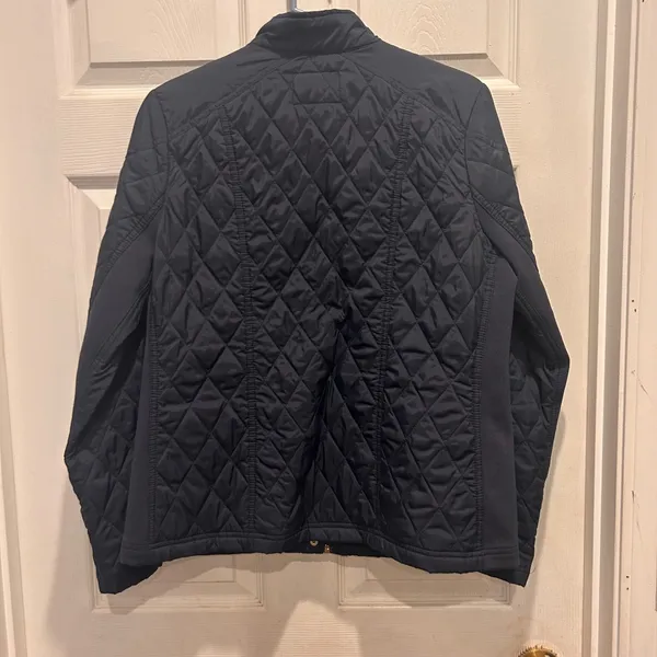 A New Day Quilted Chore Jacket Navy Blue Full Zip‎ Pockets Size Large Women - Image 6