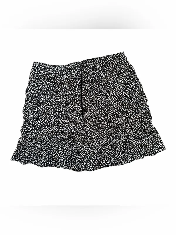 Abercrombie & Fitch Black and White Printed Ruffle Mini Skirt - Image 2