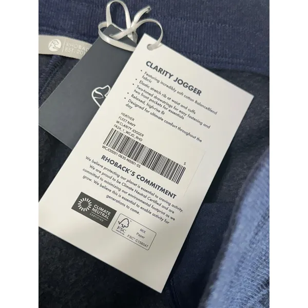 Rhoback Clarity Jogger Heather Fleet Navy Blue High Rise Sweatpants Small NEW - Image 10