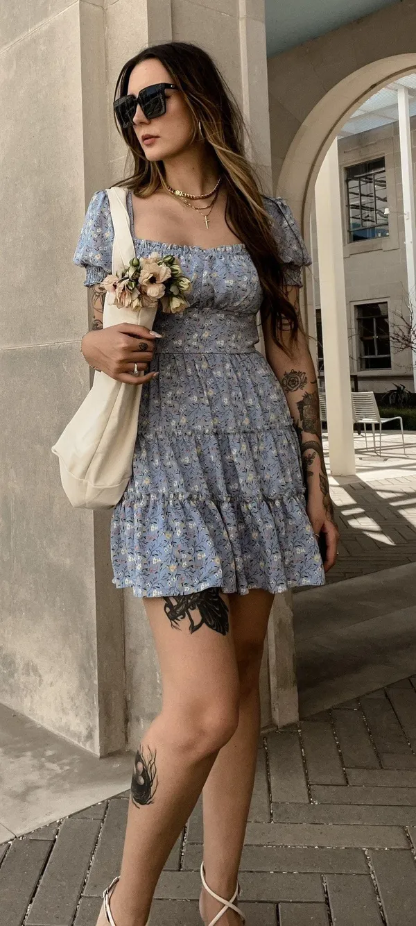 Trixxi Blue Floral Mini Dress - Image 2