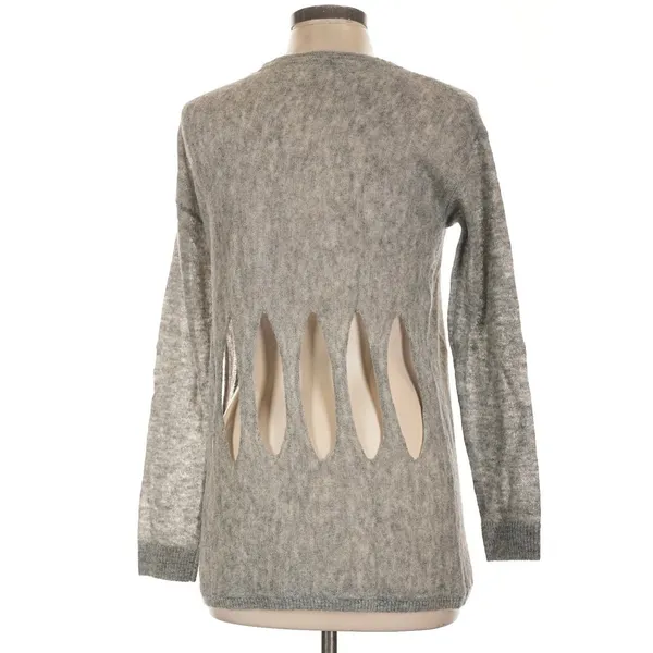 One Grey Day Alpaca Merino Wool Blend Back Cutout Sweater Gray Size L - Image 2