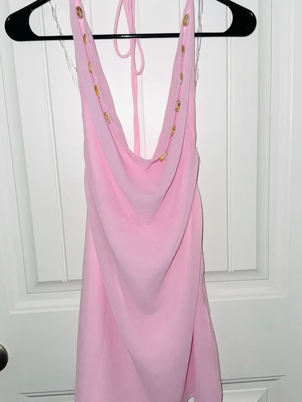 Peppermayo Light Pink Halter Mini Dress - Image 3