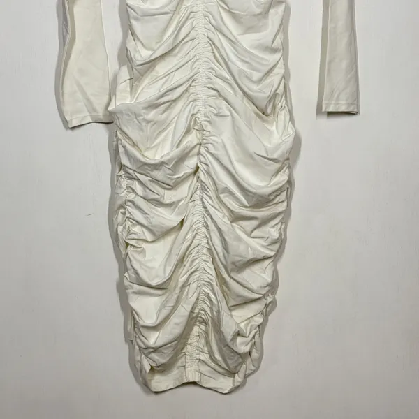 Girlfriend Collective Andi Midi Dress Womens Medium White Ruched Long Sleeve NWT - Image 8