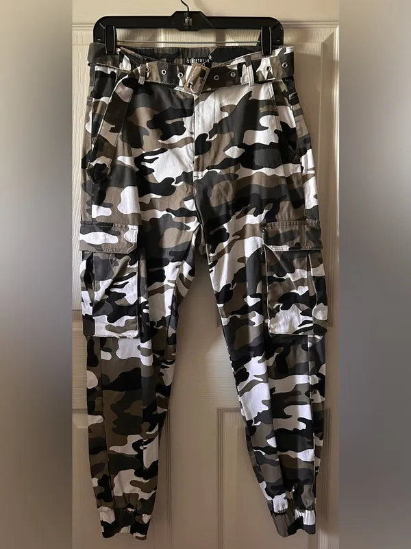 Streetwear Society Camo Print Cargo Jogger Pants w/Belt Sz M Fall Y2K 2000’s - Image 2