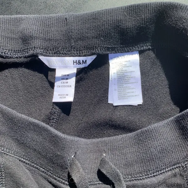 H&M Black Jogger Pants Drawstring Size Medium Casual - Image 3