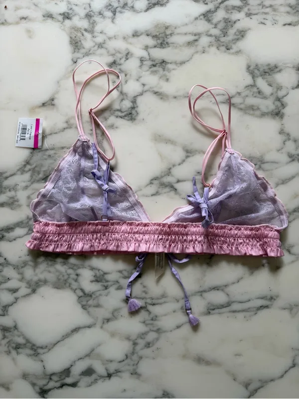 NWT Free People Intimately La Femme Lace Bralette Pink Lavender L Boho Coquette - Image 6