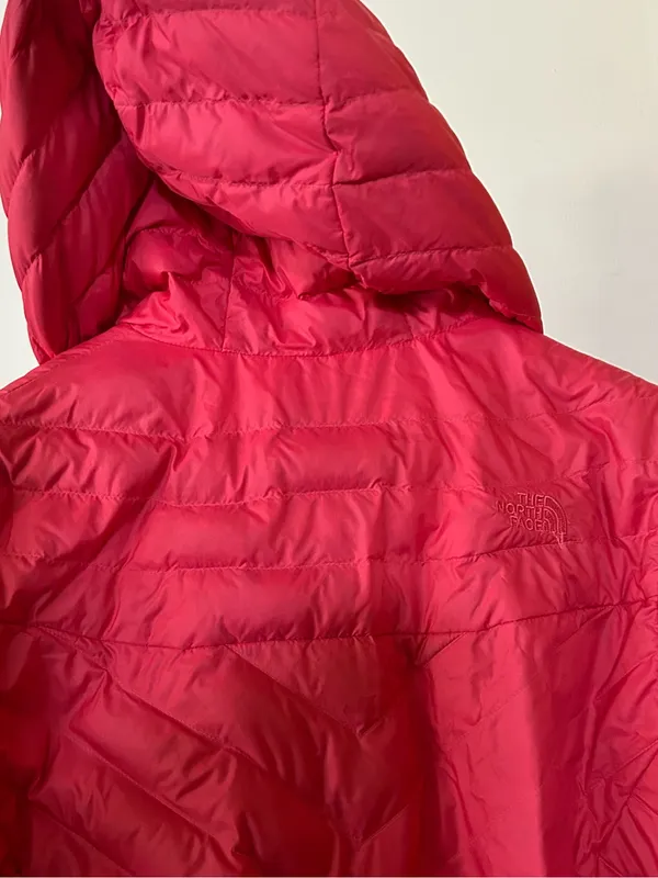 The North Face Women's Puffer Coat 700 Down Fill Hooded Jacket Pink Hood Large - Image 7