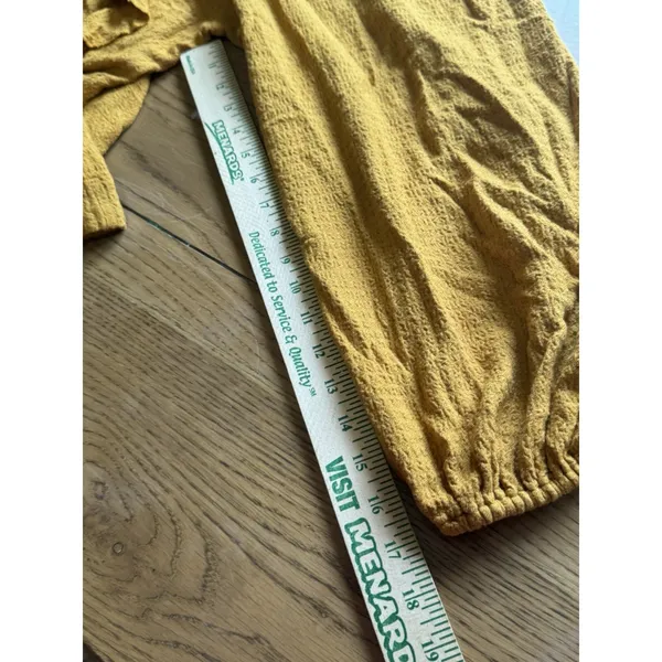 Free People Bonnie Ruffle Square Neck Peasant Top Women Sz Large Buttery Yellow - Image 9