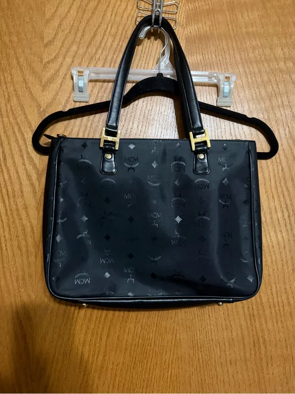 MCM Black Logo Tote with Front Pockets - Image 4
