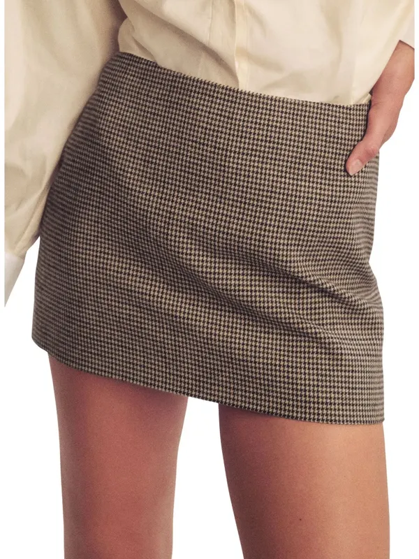 NWT Reformation Carla Houndstooth Mini Skirt | Preppy Tailored Designer Skirt - Image 4
