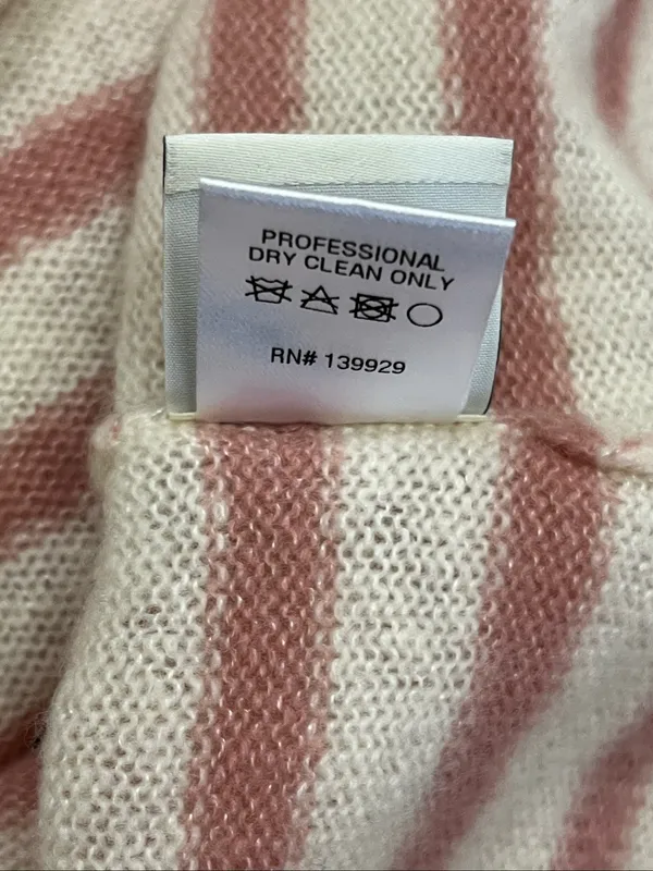 Adam Lippes Cream and Dusty Pink Striped Cashmere Sweater Size XS - Image 6