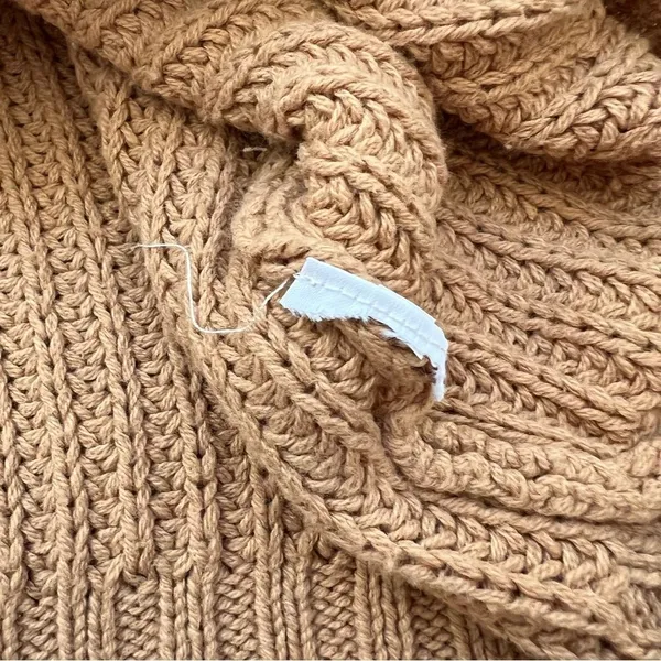 American Eagle Outfitters Camel Tan Mock Neck Slouchy Knit Oversized Sweater XS - Image 9