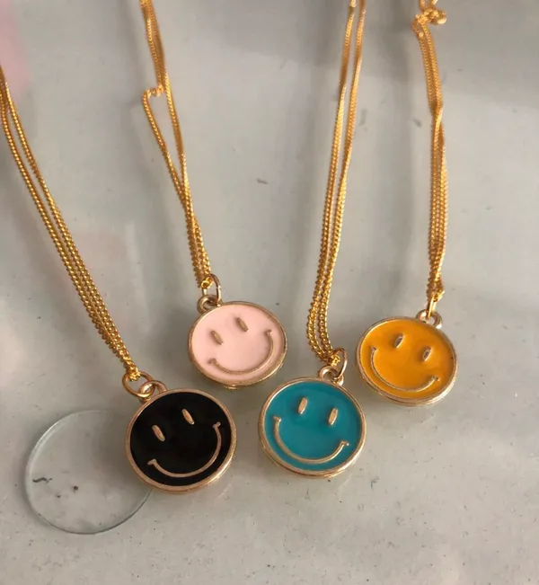 blue smiley face necklace  - Image 2