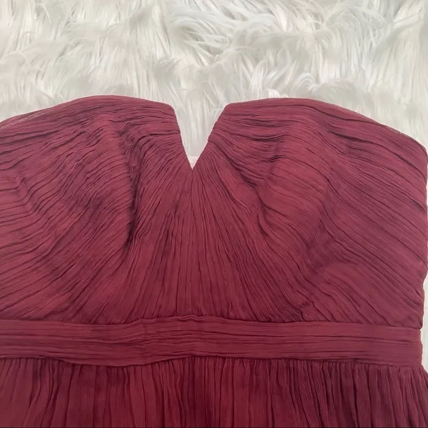 J. Crew Womens Size 6 Nadia Strapless Bridesmaid Dress Burgundy Red Silk Chiffon - Image 6