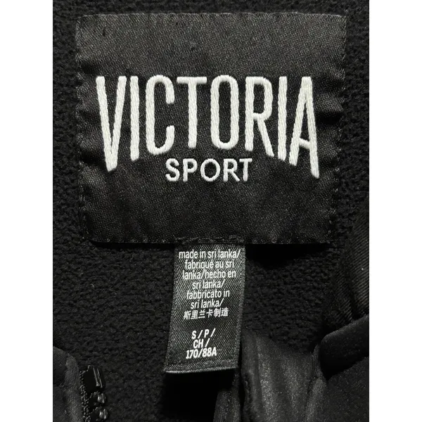 Victoria‎ Sport Athletic Jacket Logo Pockets Full Zip Size S Black Thumb Holes - Image 2