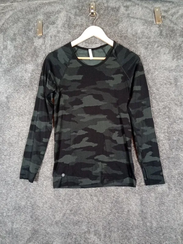 Athleta Speedlight Camo Seamless Baselayer Top Hiking Performance Fitted Sz S - Image 2
