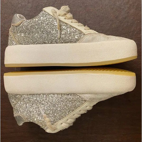 Vintage Havana Ream Sneakers White Glitter Pink Star Platform‎ Distressed 8.5 9 - Image 5