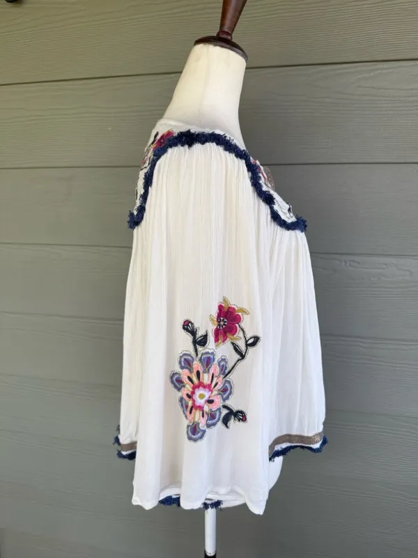 Banjara Embroidered Cropped Boho Top Size M - Image 7
