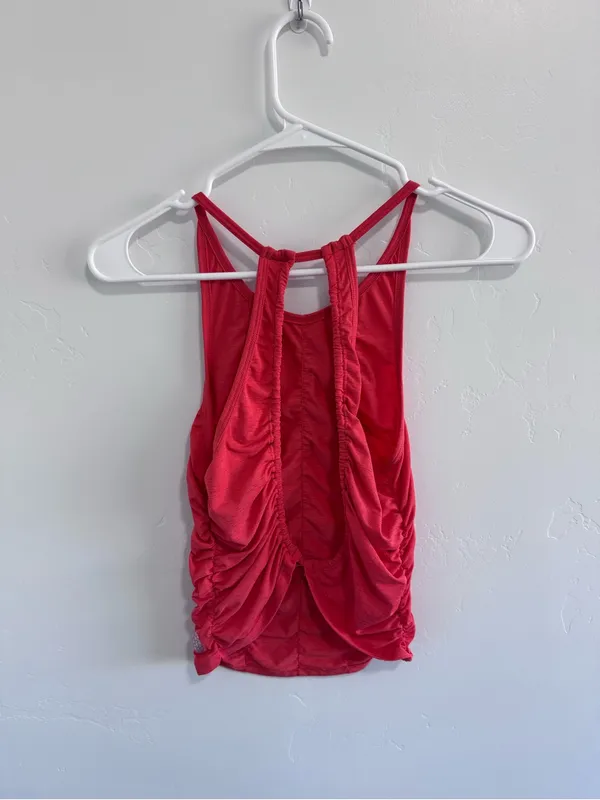 Free People FP Movement Ruched Bright Orange Tanktop XS - Image 2
