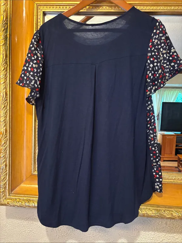 Red, White & Blue Flutter Sleeve Top - Size XL - Image 5