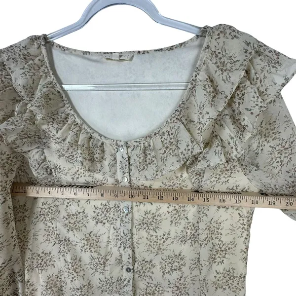 Coquette Promesa Floral Ruffle Long Sleeve Blouse Romantic CottageCore Top M Y2K - Image 6
