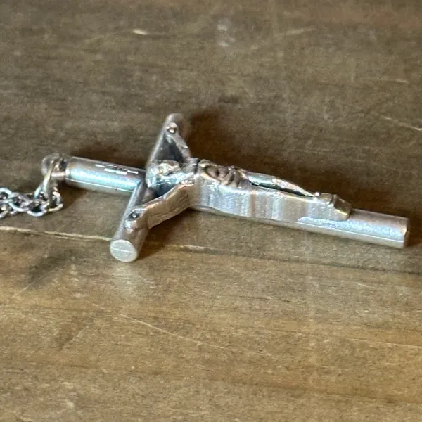 Vintage Italy Silver Crucifix Pendant Necklace - Image 3