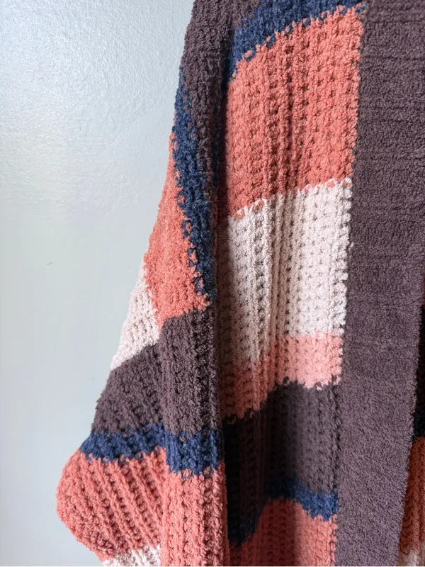 American Eagle Striped Chunky Knit Open Front Cardigan Women’s Medium - Image 3