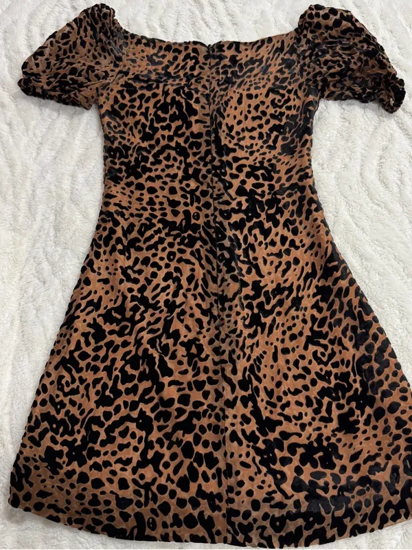 House of CB Athena Leopard Burnout Velvet Corset Mini Dress XS - Image 5